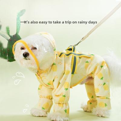 Versiune coreeană Pelerină impermeabilă pentru câine cu imprimeu integral de fructe, cu patru picioare, all-inclusive, ursuleț teddy, câine de talie mică și medie, haine pentru animale de companie pentru zile ploioase