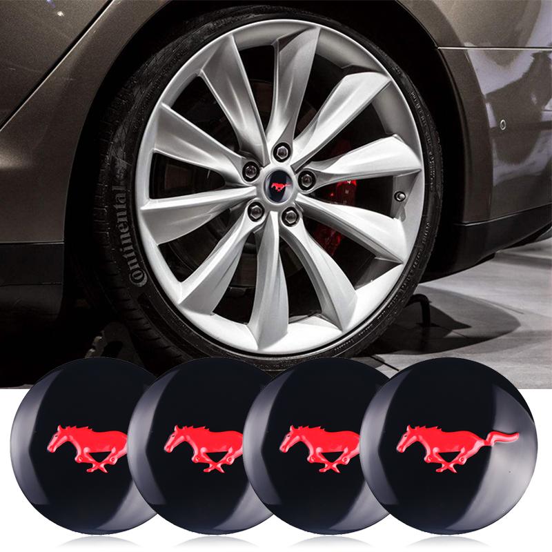 4pc 56mm Car Styling Wheel Center Hub Cap Sticker Auto Decoration Decals For Ford Mustang Shelby Edge Kuga Transit Fiesta Mondeo