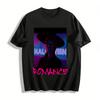 Halloween Romance Themed Top, Cyberpunk Style Dark Character Print Casual Trendy Clothing Pure Cotton T-shirt