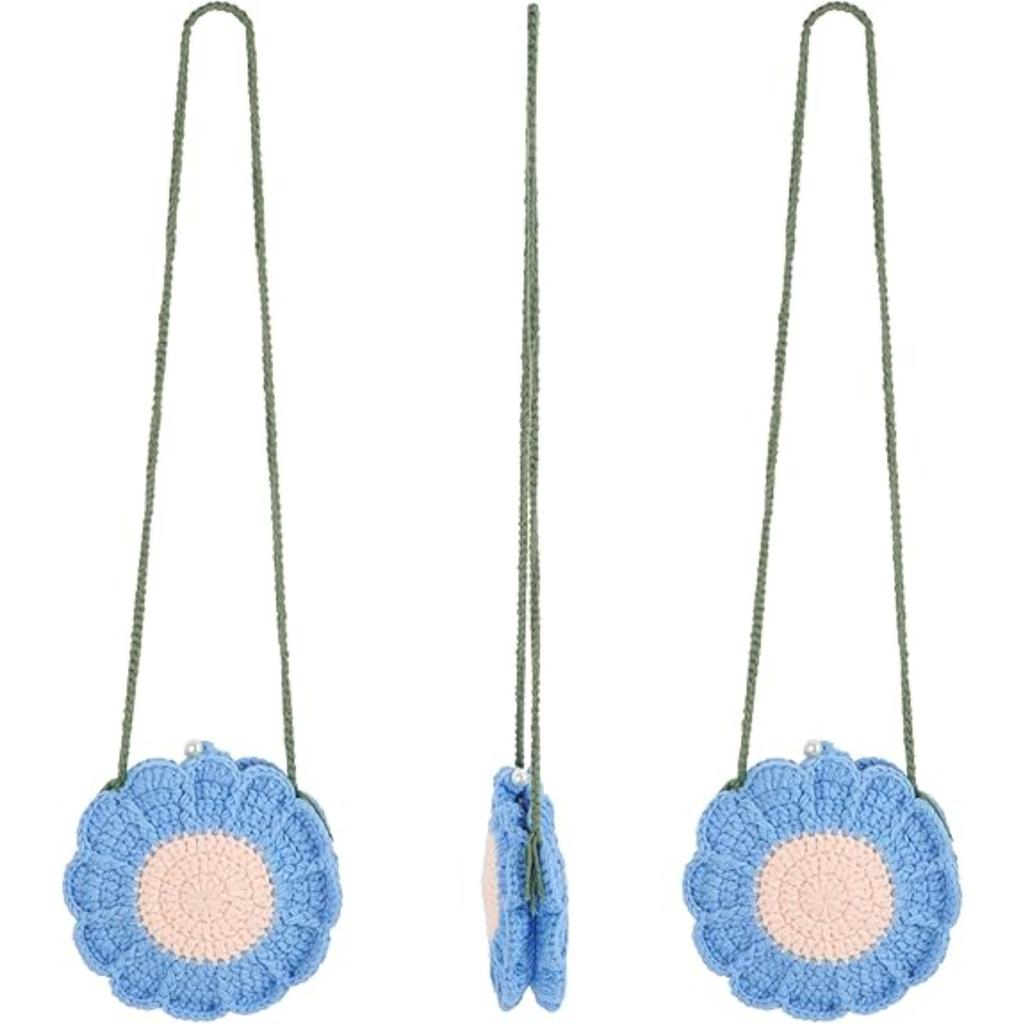 Women Mini Flower Cotton Crochet Crossbody Shoulder Bag Handbag Coin Purse