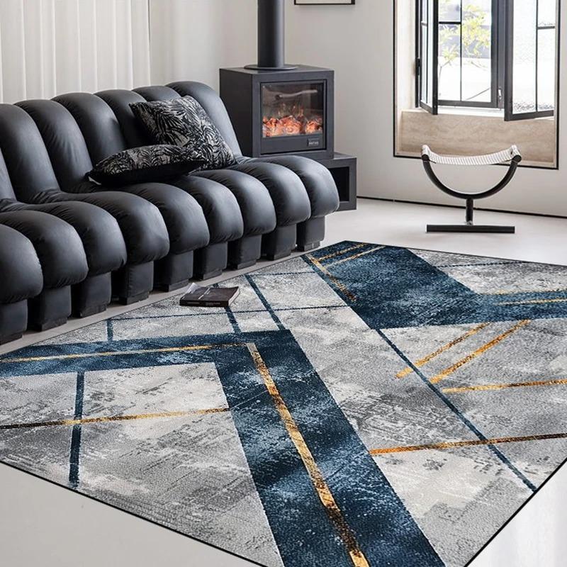 Alfombra Geométrica Moderna de Lujo Ligero para Sala de Estar Alfombra de Área Lavable para el Hogar Felpudo Decorativo Perfecto para Dormitorio Entrada Sala de Estar