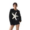 CTB Retro Sweter z Gwiazdą Piwną i Rozgwiazdą - Unisex Luźny Krój z Haftem Muszli na Jesień/Zimę