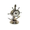 Chrome Desk Clock, Brass Table Clock, Anchor and Ship Wheel Clock, Premium Gift for Your Loved