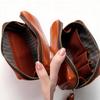 IJUN Vintage Clutch Bag for Women - Handmade Vegetable-Tanned Leather, Smartphone Compatible (Orange)