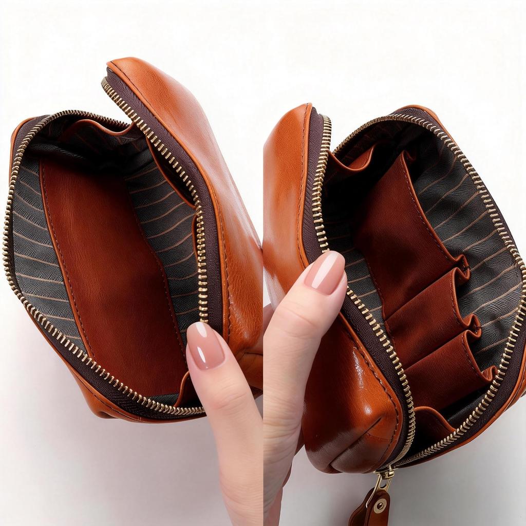 IJUN Vintage Clutch Bag for Women - Handmade Vegetable-Tanned Leather, Smartphone Compatible (Orange)