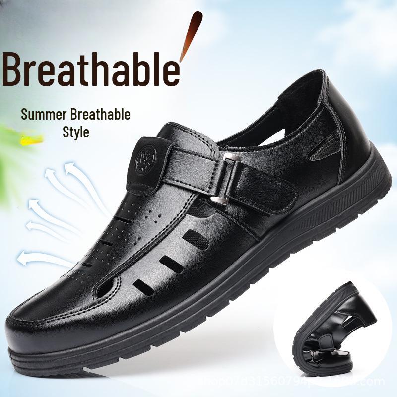 Pánské všestranné nízké prodyšné ležérní sandály TEMU s měkkou koženou podrážkou