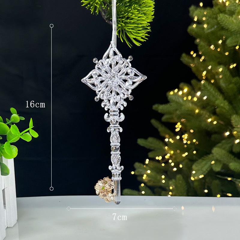 Christmas Decorations Sequined Acrylic Pendants Transparent Snowflake Pendants Christmas Tree Decorations Props