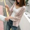 Sunscreen air-conditioning shirt hollow knitted cardigan women's summer temperament casual seven-quarter sleeve thin jacket loose outer fit