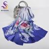 BYSIFA|Winter Blue Red Silk Shawl Scarf New Floral Long Scarves Hijabs Printed Fashion Accessories Brand Head Neck Scarves Wraps
