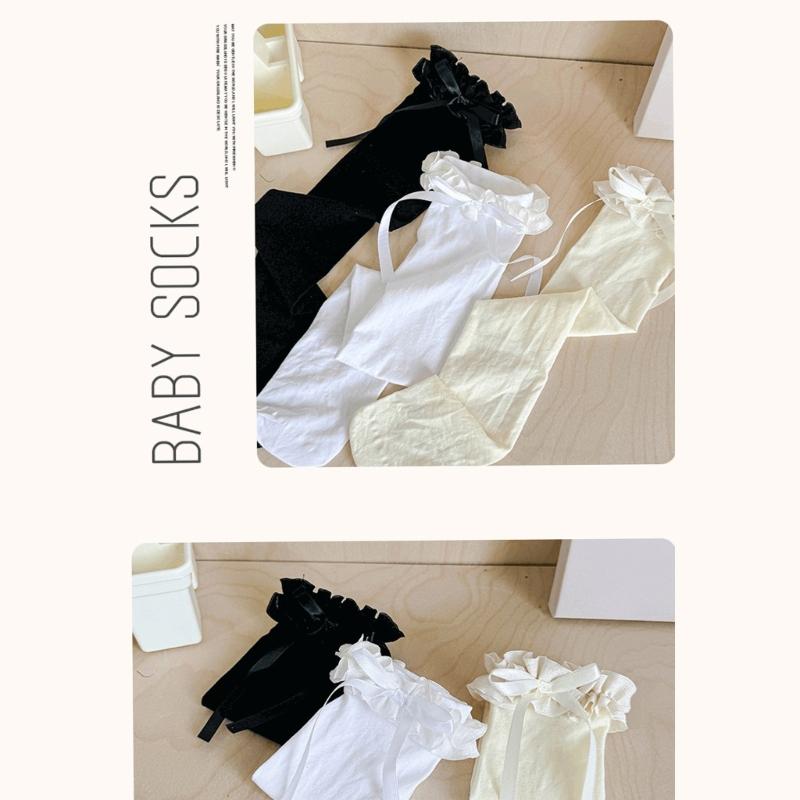 Fashion Lace Calf Socks Socks Breathable Loose Socks for Girls Bowknot High Boot Socks Long Knee High Stockings