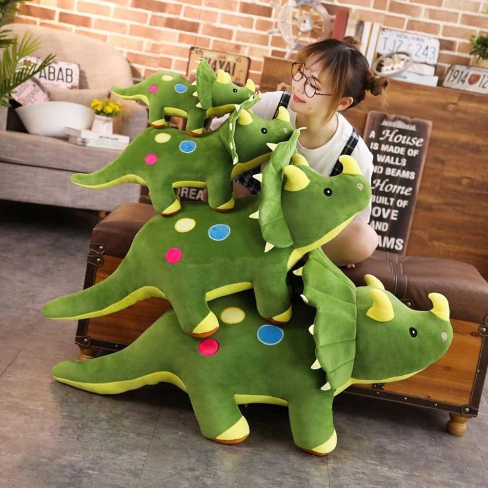 40CM Triceratops Plush Toy Spotted Dinosaur Kingdom Sleep Soothing Throw Pillow Doll Super Soft To Give Children Birthday Gifts