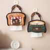 Space Saving Wall Mount Tissue Holder Cartoon Pattern Oxfords Cloth Construction for Multiple Location Access