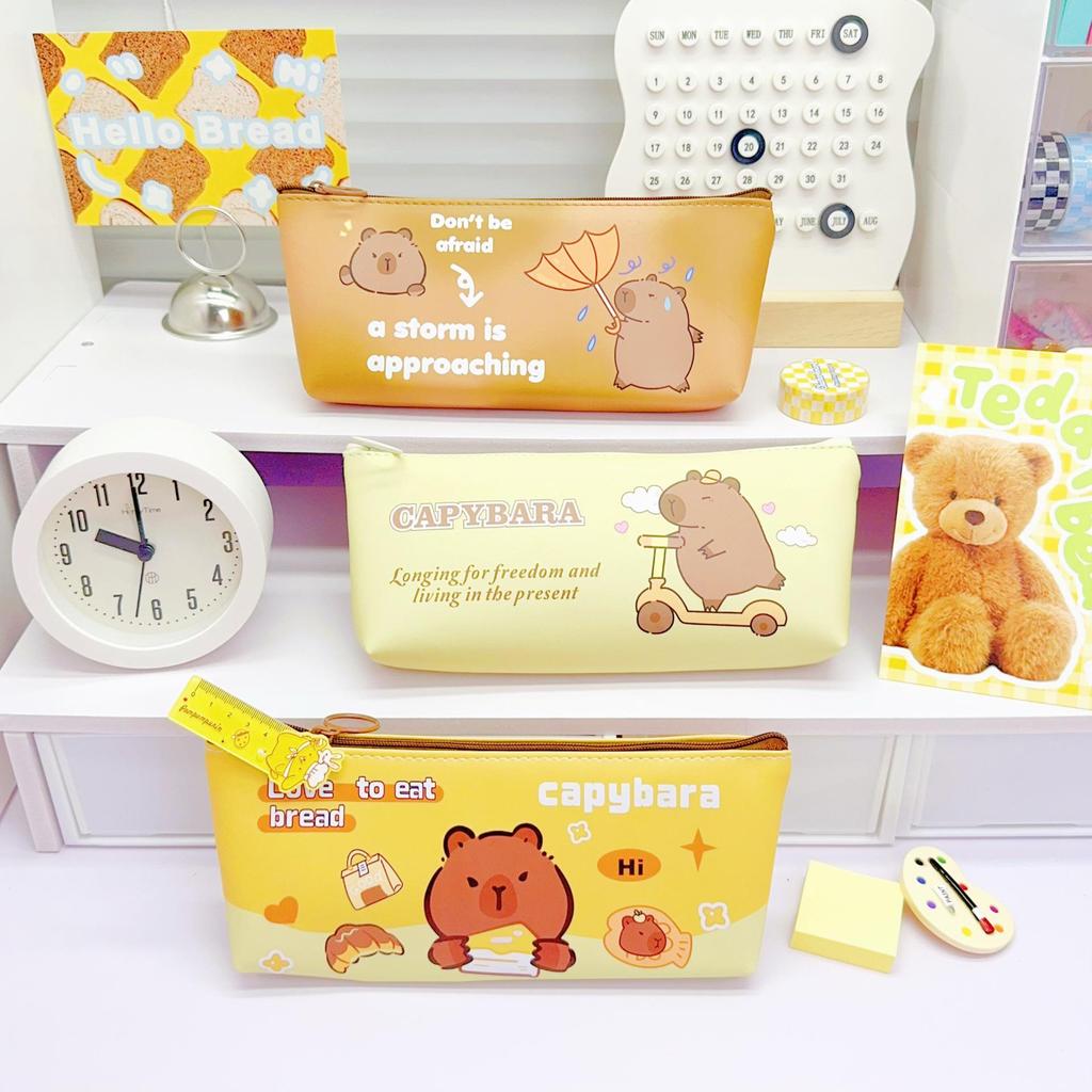 Capybara Cartoon Pencil Case: Cute Student Stationery Storage Bag for Kids