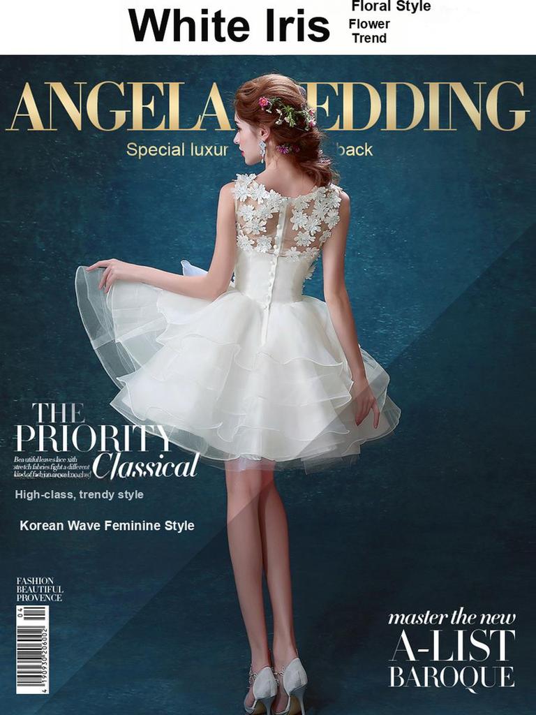 Dantelă albă nouă scurtă mireasă nuntă cină întâlnire anuală gazdă domnișoară de onoare soră grup rochie mică fată