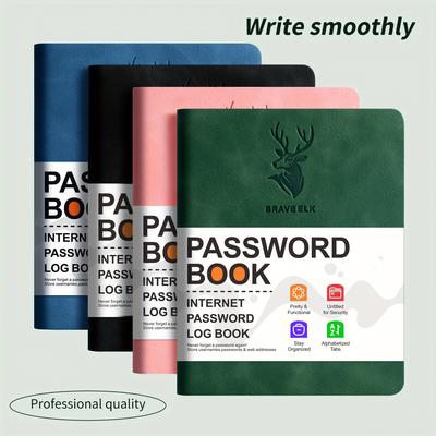 Secure Faux Leather-Bound Logbook with Large Print & Alphabet Tabs - Prevent Identity Theft, Secure Password Storage