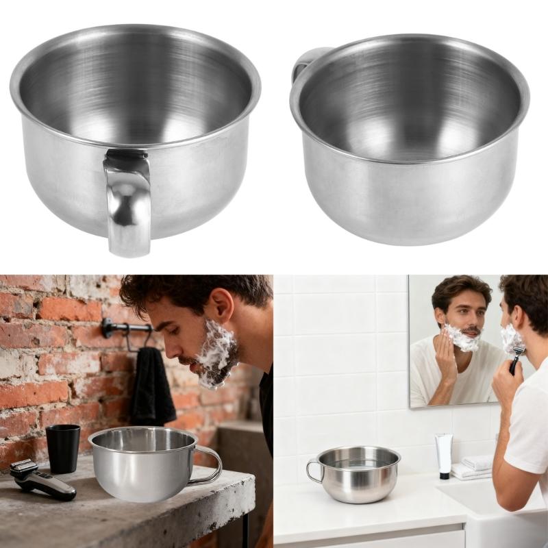 5 Stainless Steel Shaving Bowls Men Premium Grooming Essential Corrosion Resistant Bathroom Accessory