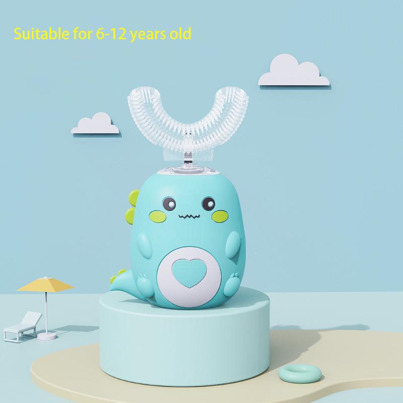 

Детская U-образная электрическая зубная щетка, вращающаяся на 360 градусов, умная мультяшная детская силиконовая зубная щетка, автоматическая перезаряжаемая звуковая зубная щетка