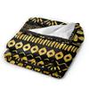 Tribal Artwork African Art Black And Gold Flannel Throw Blanket Blanket for Sofa Bedroom Warm Bed Rug,