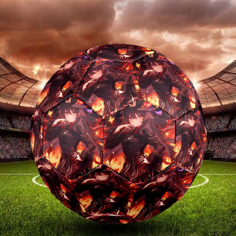 Genshin Impact Print Size 5 Soccer Ball, Standard Match Football for Sports Game and Team Practice, Ideal Gift for Soccer Fans