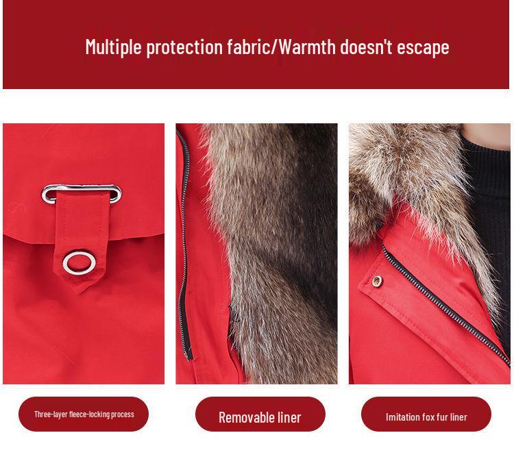 2024 Women's Eco-Friendly Leather Jacket with Detachable Fox Fur Lining