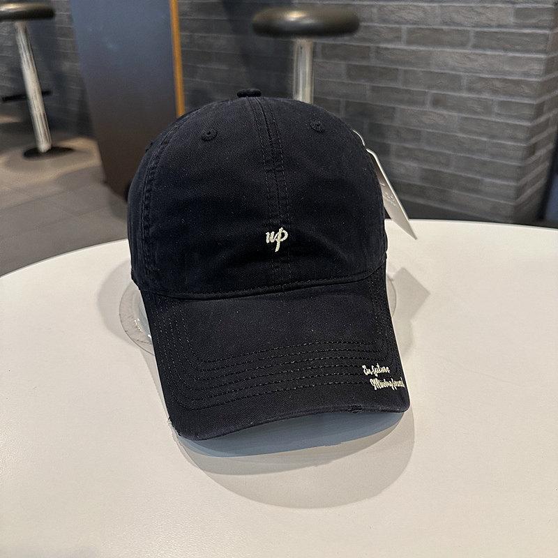 UP letter embroidered baseball cap for women, small face, deep top, wide bay eaves, sun protection, sunshade, soft top cap for men, American style