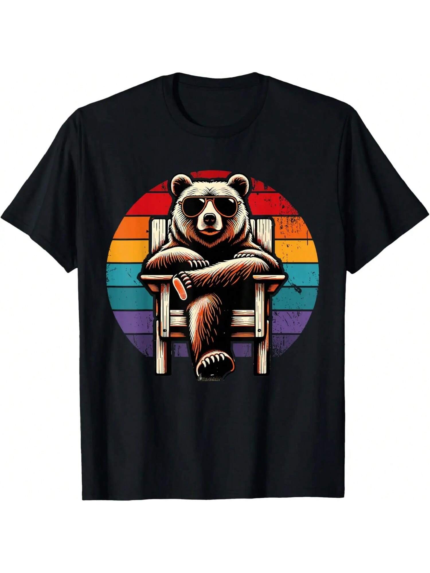 Cool Retro Bear In Sunglasses 70s 80s 90s Novelty Funny Bear T-Shirt S разноцветный