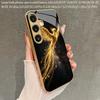 2D Phoenix Pattern Flowing Light Phone Case for Samsung Galaxy S26 S25 S24 S23 S22 S21 S20 A56 A55 Golden Glass Protective Cover