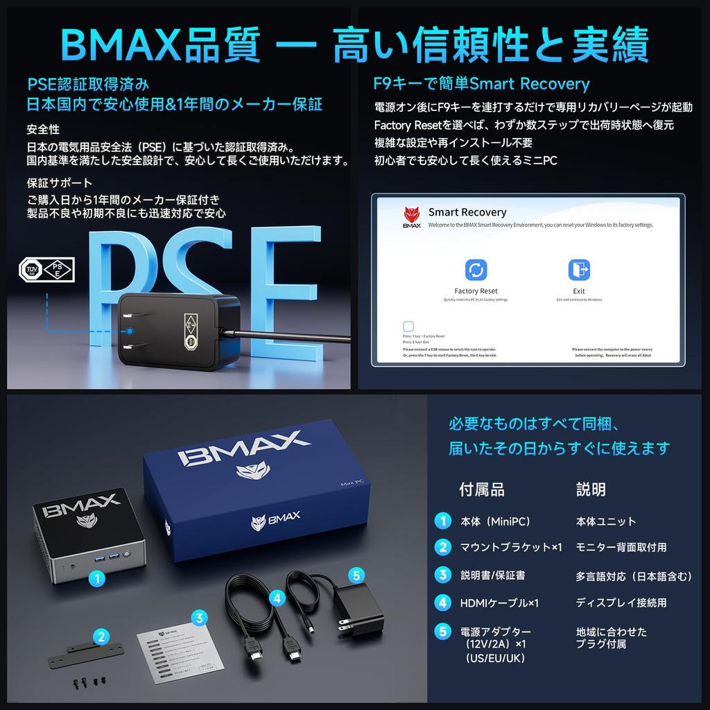 BMAX Intel N95 Mini Faster Than the 12th Generation Intel Mini Up To 16GB DDR4 512GB 2 USB 2 Display Gigabit Quiet Mini B4 PC, Low-Power, N97, PC,