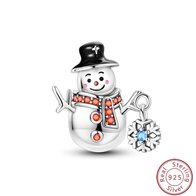Copper Romantic Christmas Snowman Gingerbread Santa Claus Charms Bead Fit 3Mm Diy Fine Jewelry Accessories