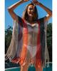 Azura Exchange Striped Tassel Crochet V Neck Beach Cover Up