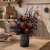 Halloween Home Decor Artificial Branch with Pumpkin And Eyeball, Black Glitter Fake Twig Festive Maple Leaves for Gothic Vase Filler, Party,