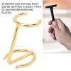 Shave Brush Stand Portable Standard Size Golden Alloy Safety Razor Stand for Men Save Space