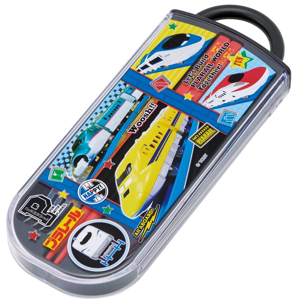 Skater Lunch Box Chopsticks Trio Set for Boys: Chopsticks, Spoon, Fork, 16.5cm, Plarail Design, 26 (TACC2-A)