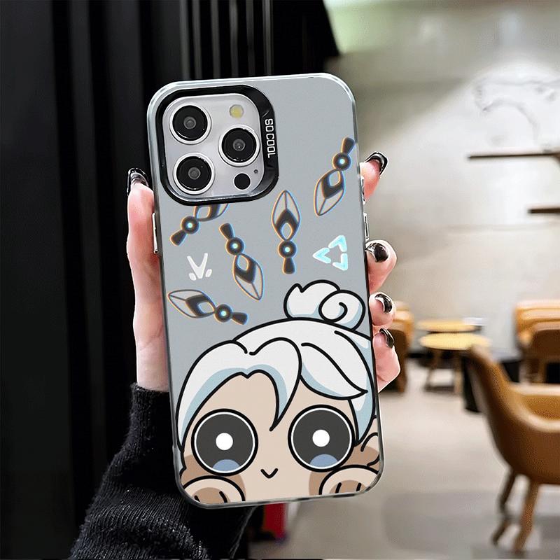 V-Valorant Cute Catoon Soft Phone Case for iPhone 15 16 17 Pro Max 17Air 16E 14 Plus 13 12 Mini Shockproof Cover Back Shell