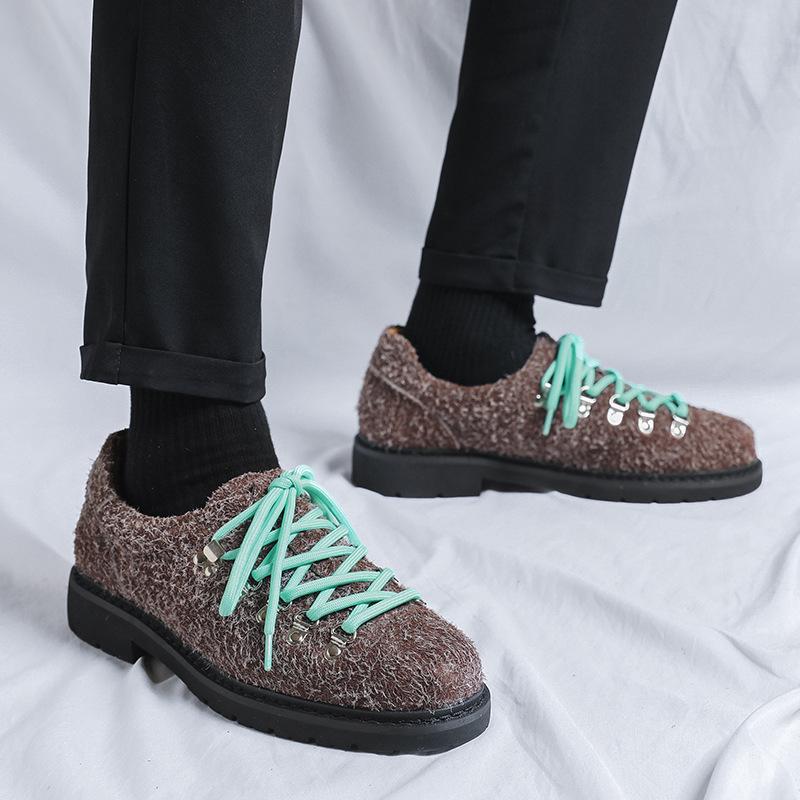 Senso de design de nicho sapatos casuais de rua de couro novos de outono para homens sapatos derby de montanhismo sapatos da moda 66593-R
