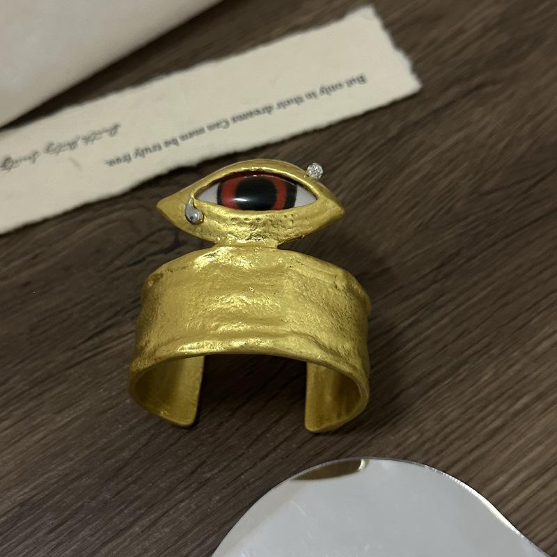 Vintage Personalized Metal Blue Eyes Cuff Bracelet For Women Fashion Jewelry Exaggerated Hand Open Bangles Accessories Gifts