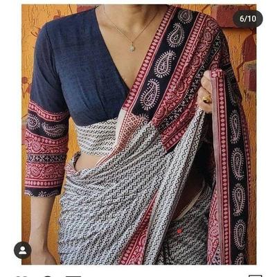 Stylish Casual Wear & Office Wear Saree for Women, Blouse (Need To Be Stitched As Per Size And Fit)