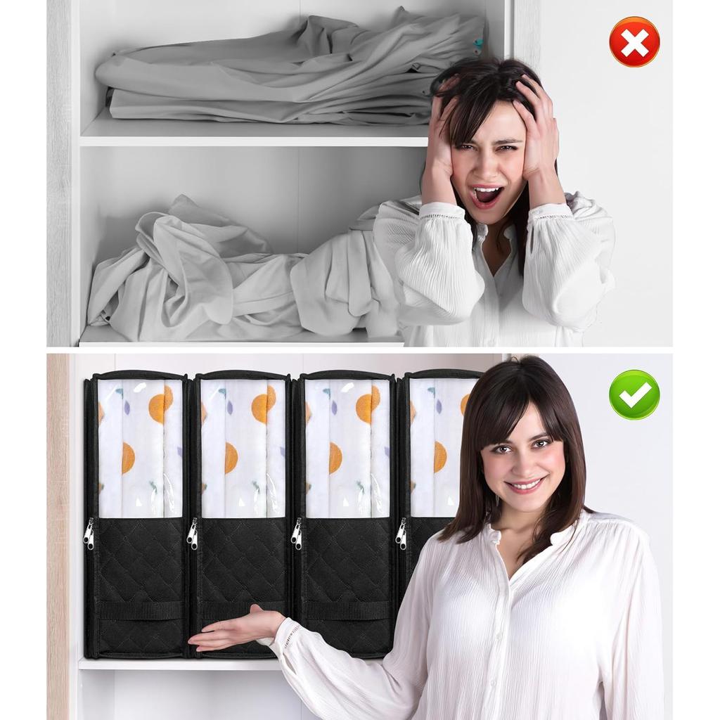 Kleideraufbewahrungstasche Faltbare dicke Stoffdecke Aufbewahrungstasche Klare Fenster und Griffe sind perfekt für Kleidung, Decken, Clo