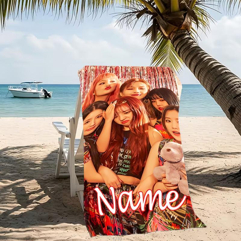 Customizable personalized beach towels (G)I-DLE themed designs.Suitable for the beach, yoga, sports;ideal as beach accessories