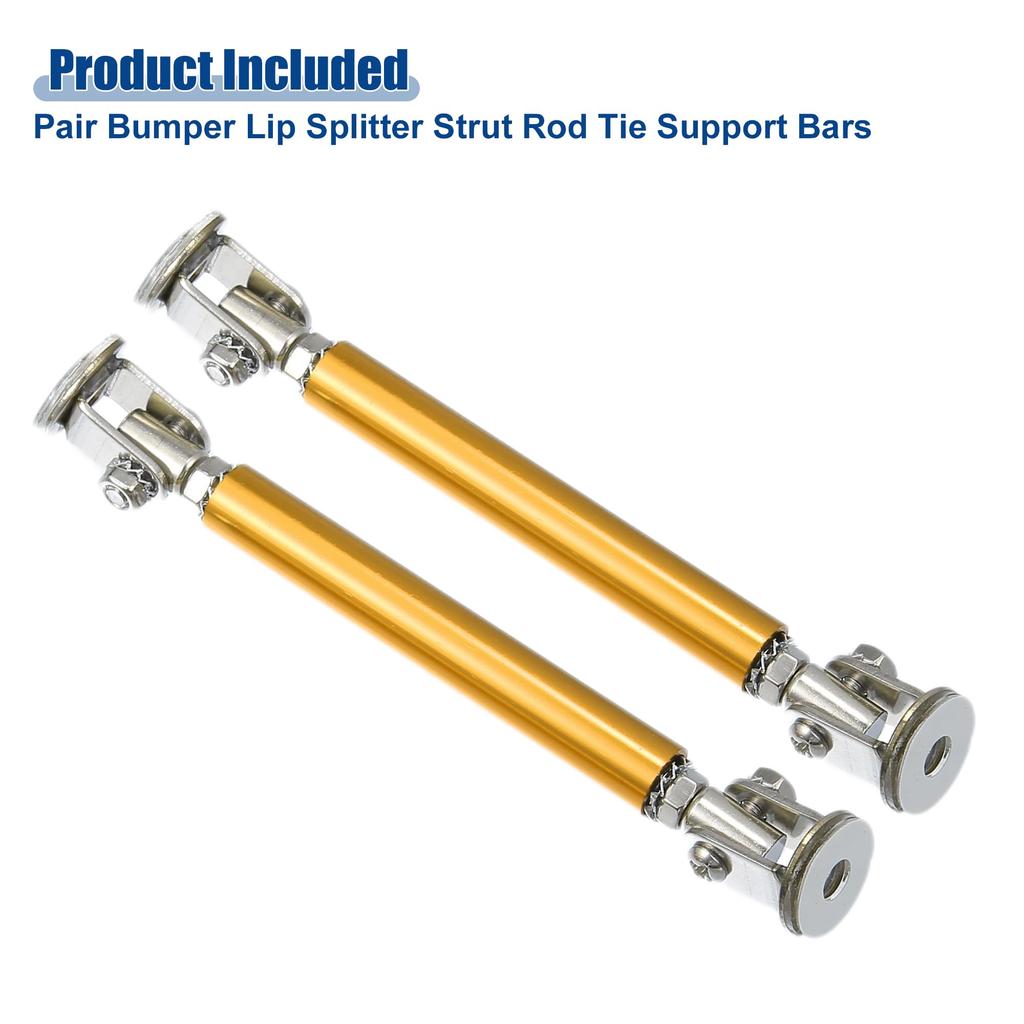 ACROPIX Barra di Supporto Regolabile Universale in Lega di Alluminio per Spoiler Anteriore del Paraurti dell'Auto, Barra di Tirante 7,5mm-12,7mm 75mm Tono Oro 2pz