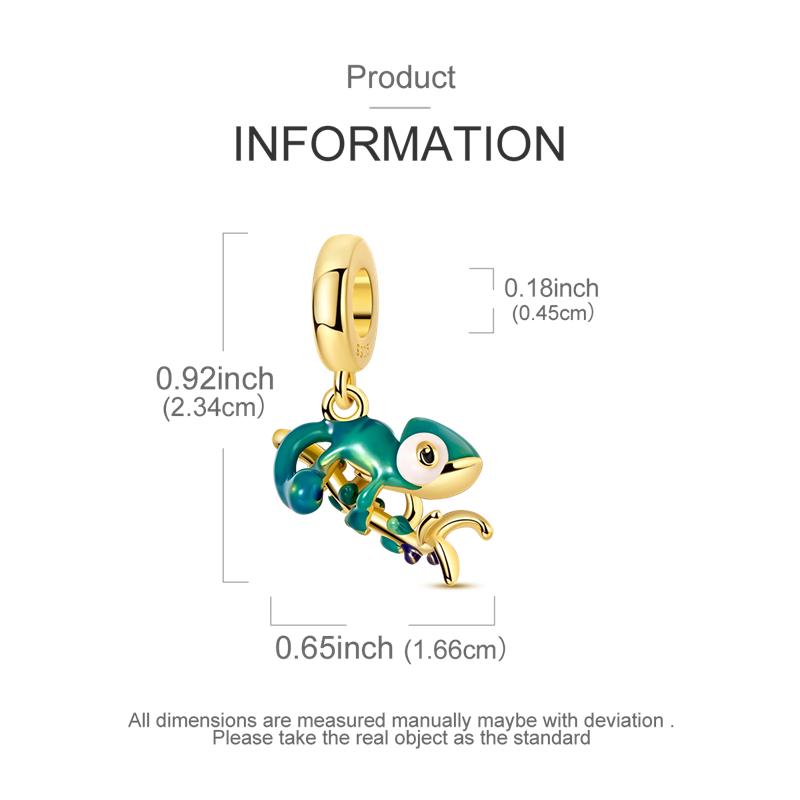 Copper Chameleon Charms Bead Zirconium Golden Love Mom Gift Cute Pets Pendants Fit Original Bracelet Diy Jewelry