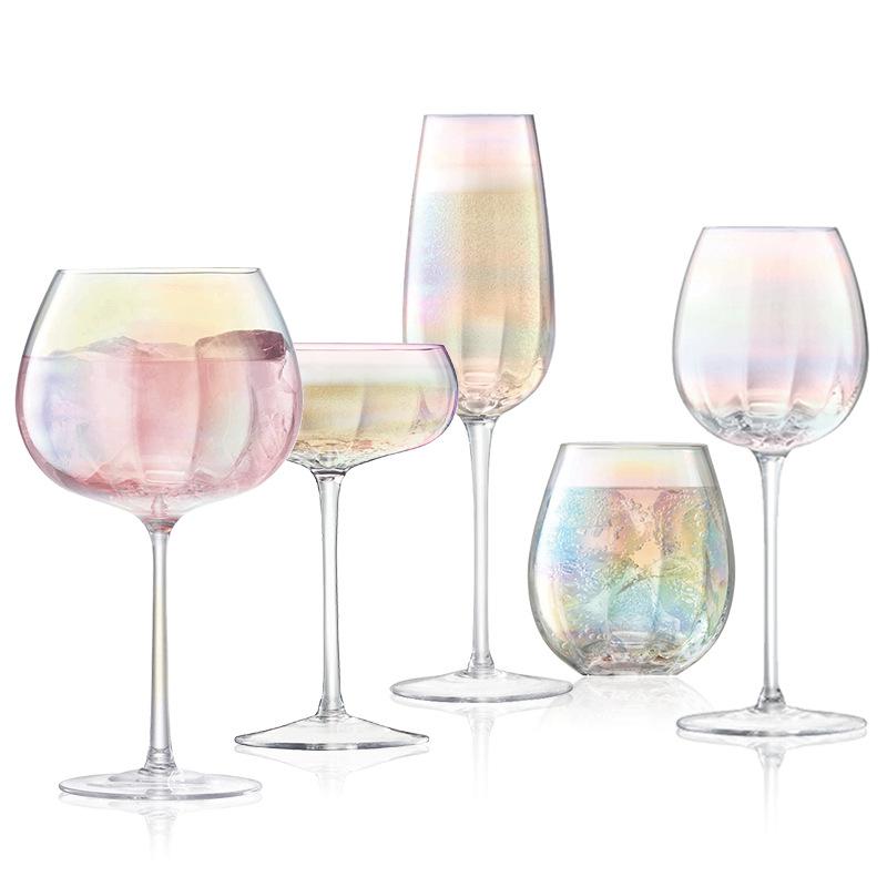 2Pcs Colorful Red Wine Glass Set Goblet Champagne Glass Cocktail Glass Ice Cream Cup Water Cup Gift