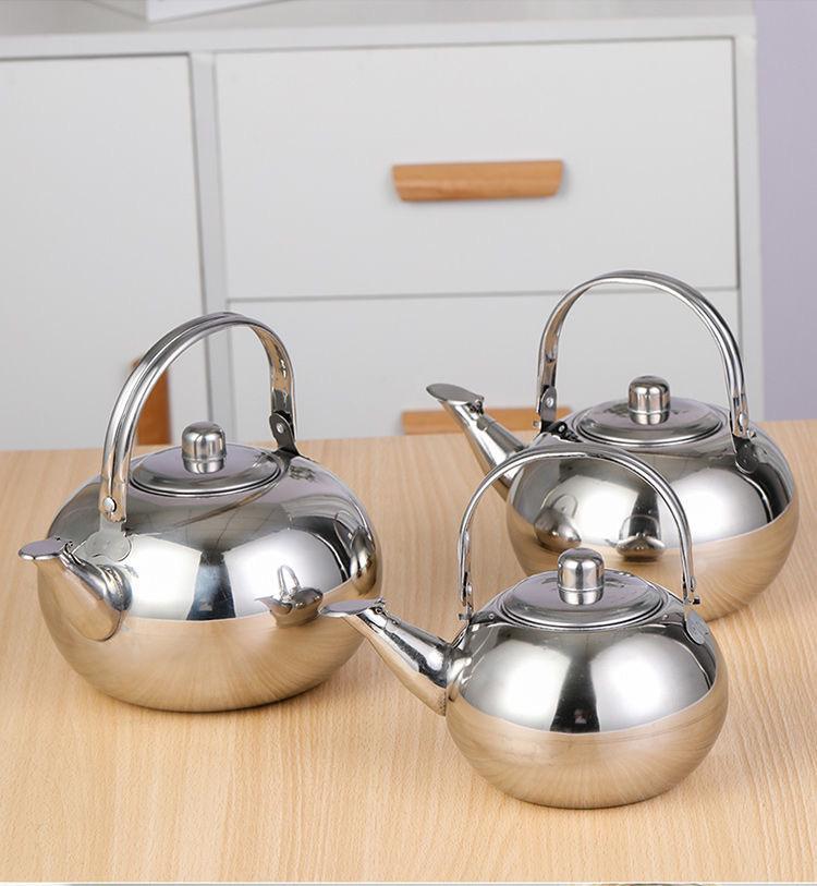 Stainless Steel Teapot Kettle with Filter - Flat/Spherical Base, Exquisite Design