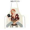 Cartoon Modern Girl Plants Printed Kitchen Apron Men Women Abstract Characters Cooking Aprons Waist Bib Cleaning Pinafores