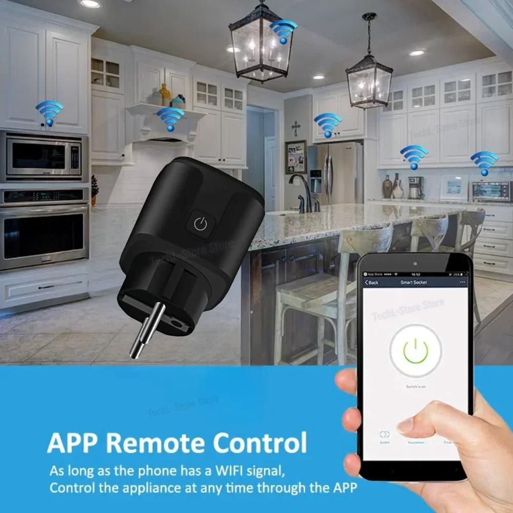 433MHZ RF WIFI Remote Control Switch Wireless Electrical Sockets AC 220V 15A Single Plug and Transmitter for Home Appliance Led