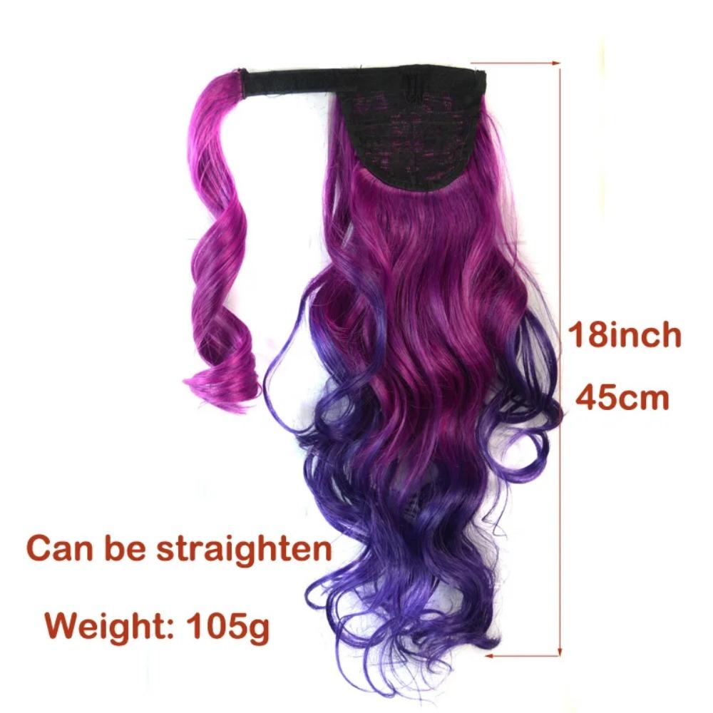 Wavy Ponytail Hair Extension Colored Gradient Hair Piece Fashion Ponytail Wig  Women