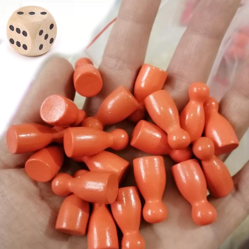 16Pcs Children'S Humanoid Wooden Puzzle Game Wooden Board Game Chess Pieces Humanoid Checkers Pieces Flying Chess
