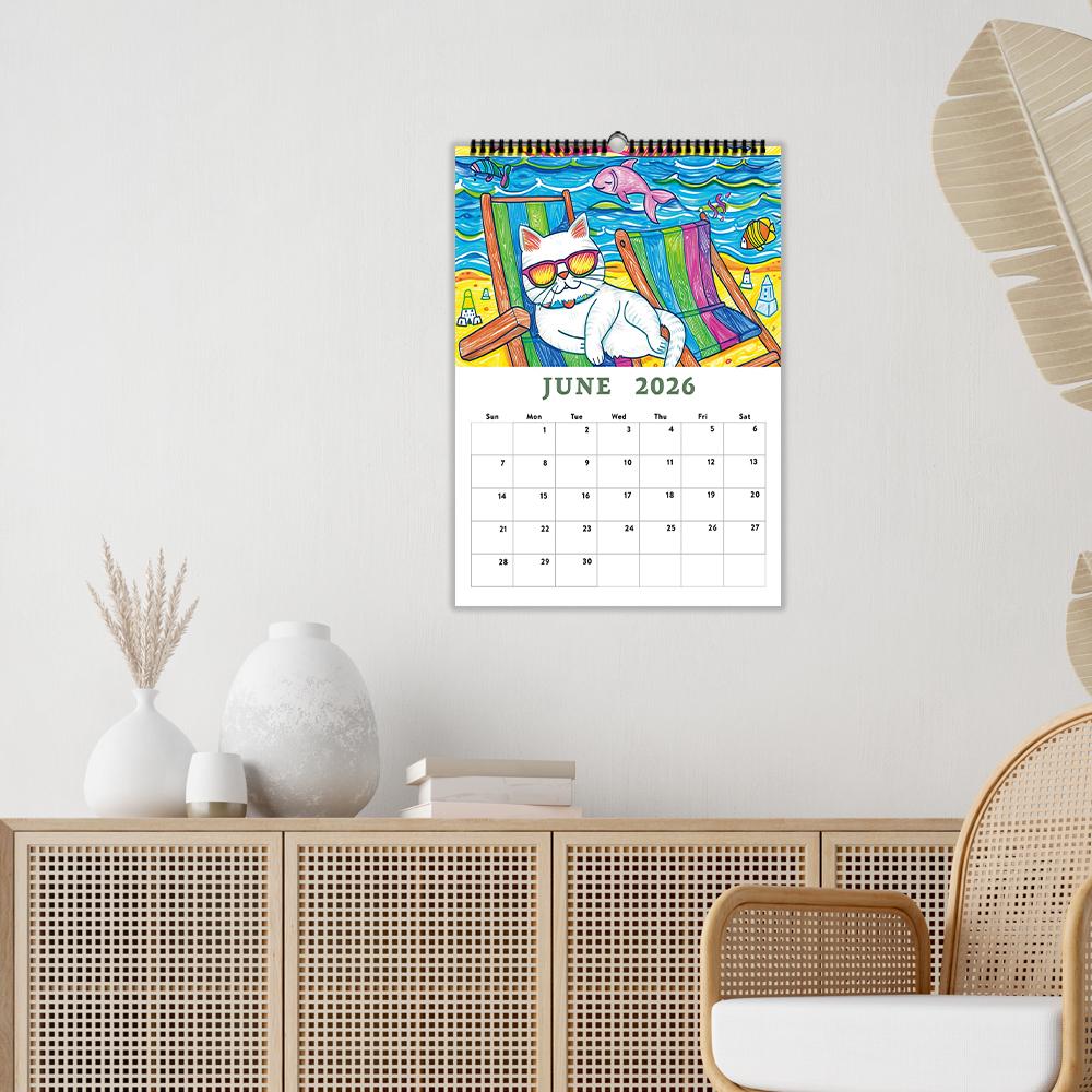 1pc 2026 Wall Calendar, Cute Cat Theme, 12 Months Monthly Plan, Perfect Gift for Birthday, Christmas, New Year
