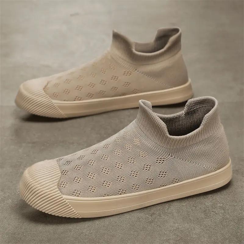 

Летняя повседневная обувь Tendy, мужские трикотажные сетчатые кроссовки для отдыха на открытом воздухе, мужские носки, дышащая спортивная обувь для мужчин, Zapatillas Hombre 44 хаки