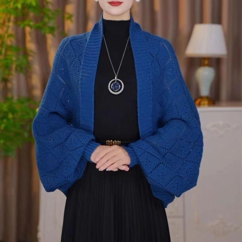 Autumn/Winter New Arrival: Knitted Close-Weave Check Shawl Warm, Versatile, Stylish & Elegant Cardigan Fashionable Outerwear